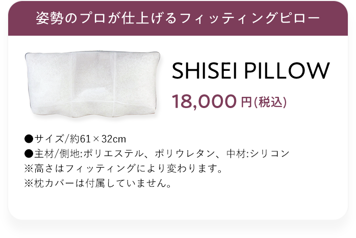 SHISEI PILLOW|睡眠姿勢からアプローチする姿勢のプロが仕上げる枕