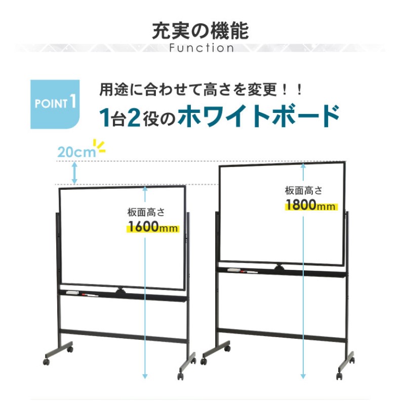 ホワイトボード 脚付き 両面 ホーロー 1200×900｜アトラストア:鍼灸